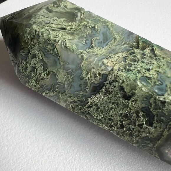 Moss Agate Crystal Double Terminated‎ Point (#3) - Picture 5 of 13